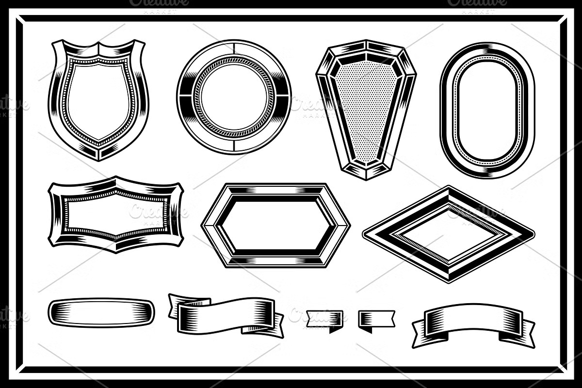 Vintage Shield & Ribbons 3 Vintage Shield & Ribbons