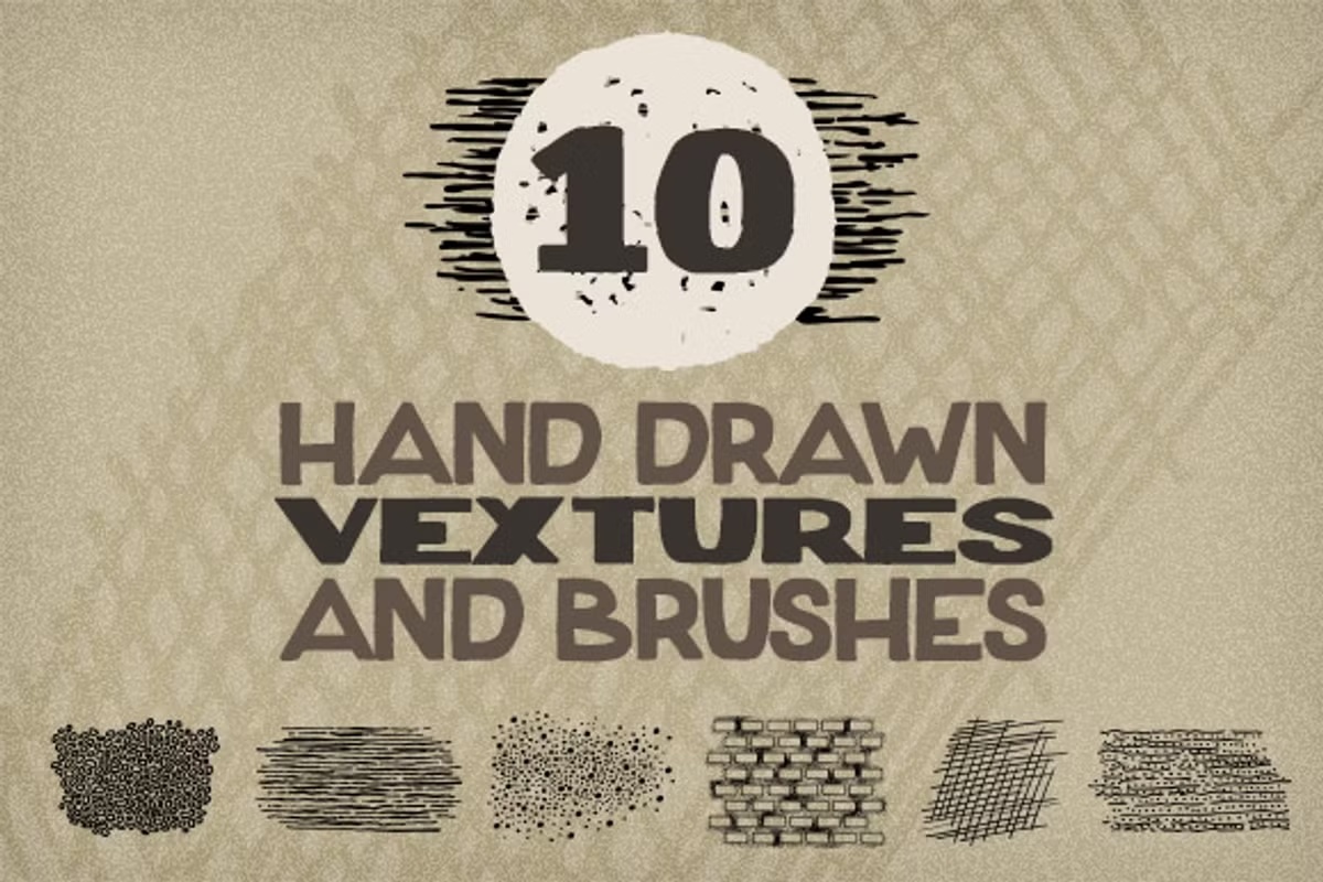 10 Hand Drawn Vextures and Brushes