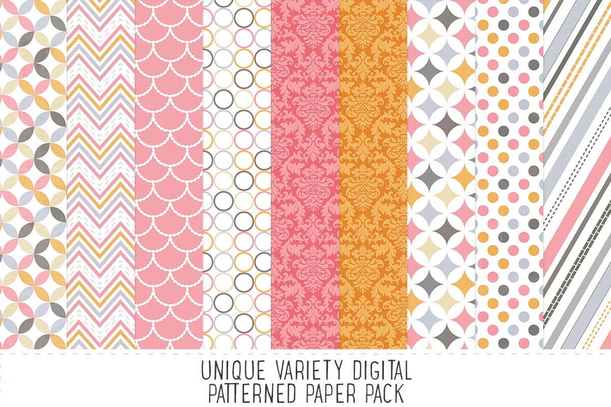 Coral & Pink Digital Pattern Paper