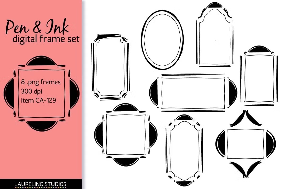 Pen & Ink look frame set