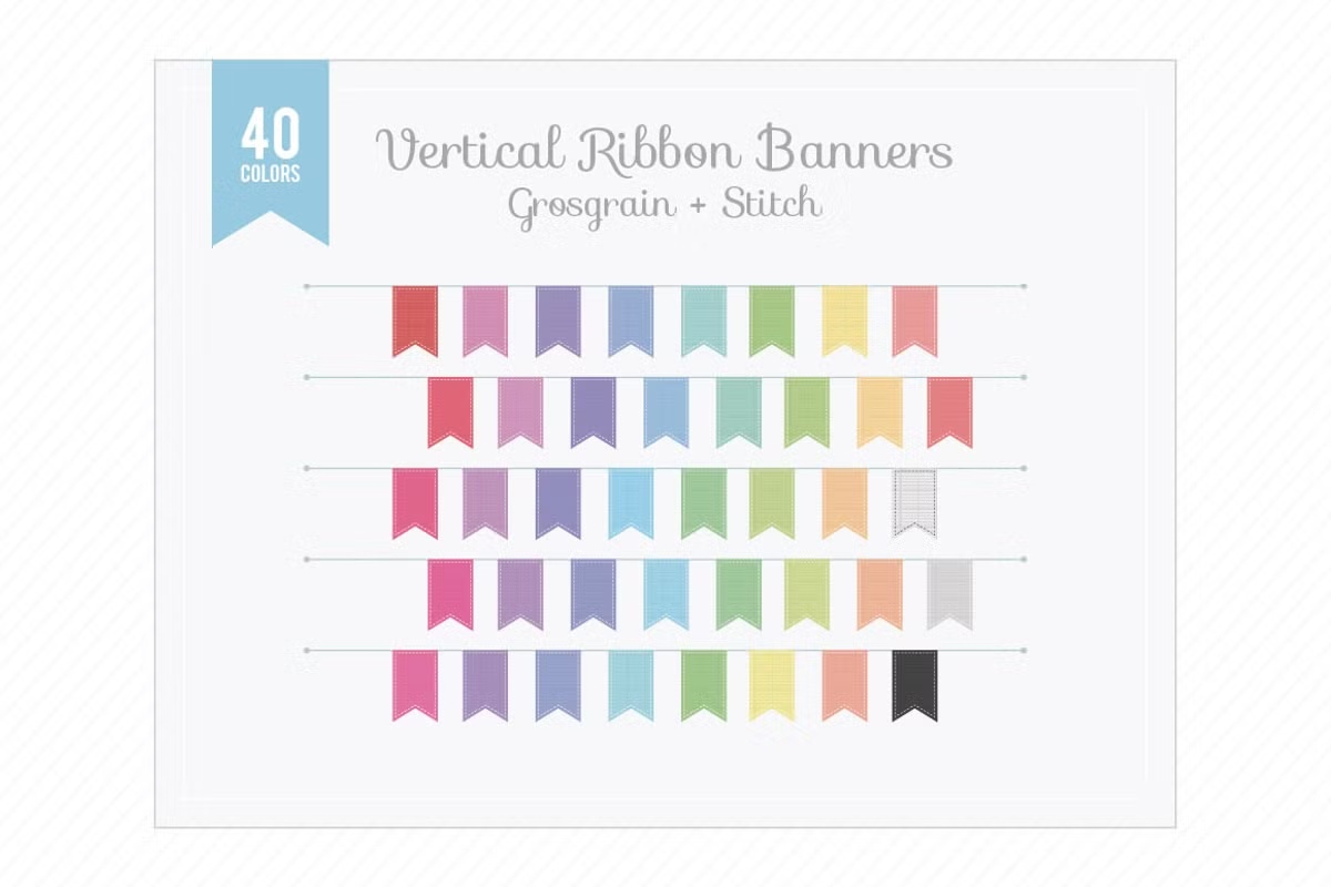 Ver. Ribbon Banners Grosgrain Stitch