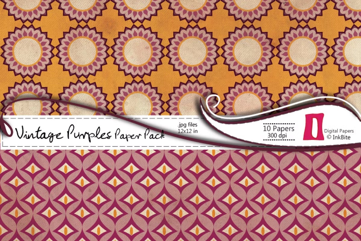 Vintage Purples Digital Papers 3 Vintage Purples Digital Papers