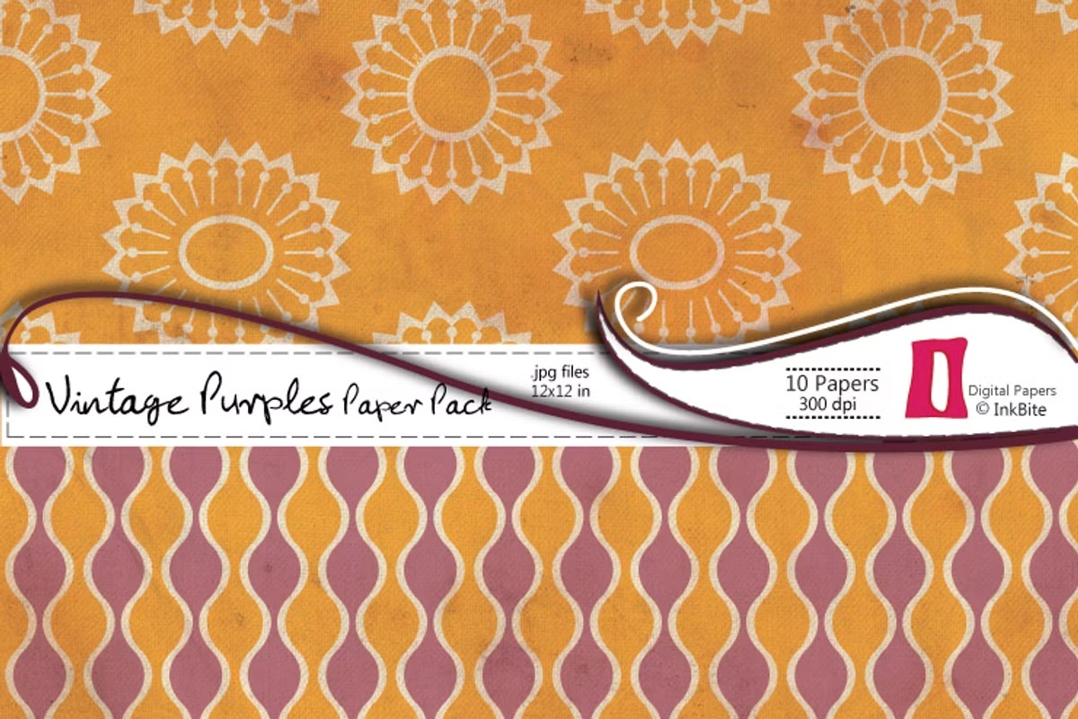 Vintage Purples Digital Papers 5 Vintage Purples Digital Papers