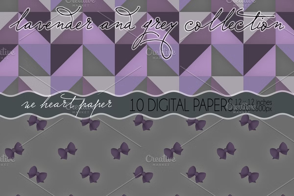 Lavender and Grey Digital Papers 3 Lavender and Grey Digital Papers