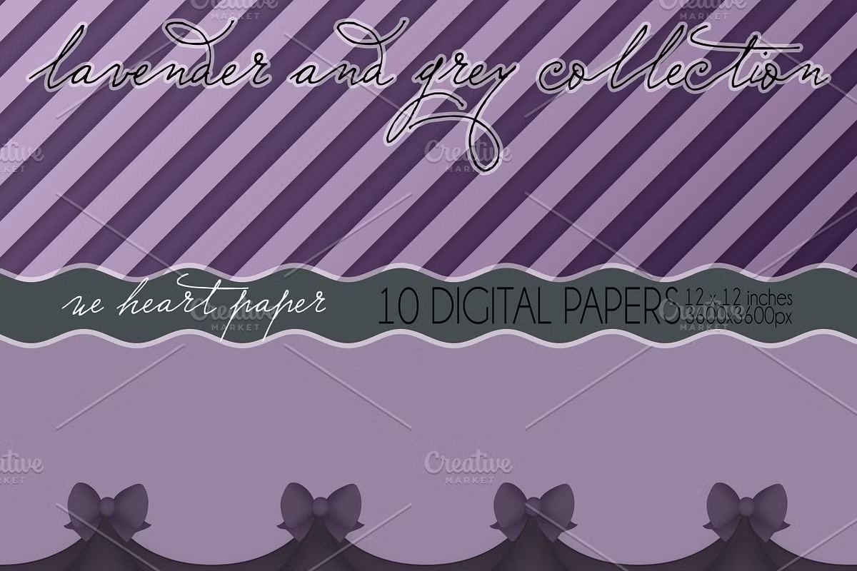 Lavender and Grey Digital Papers 4 Lavender and Grey Digital Papers