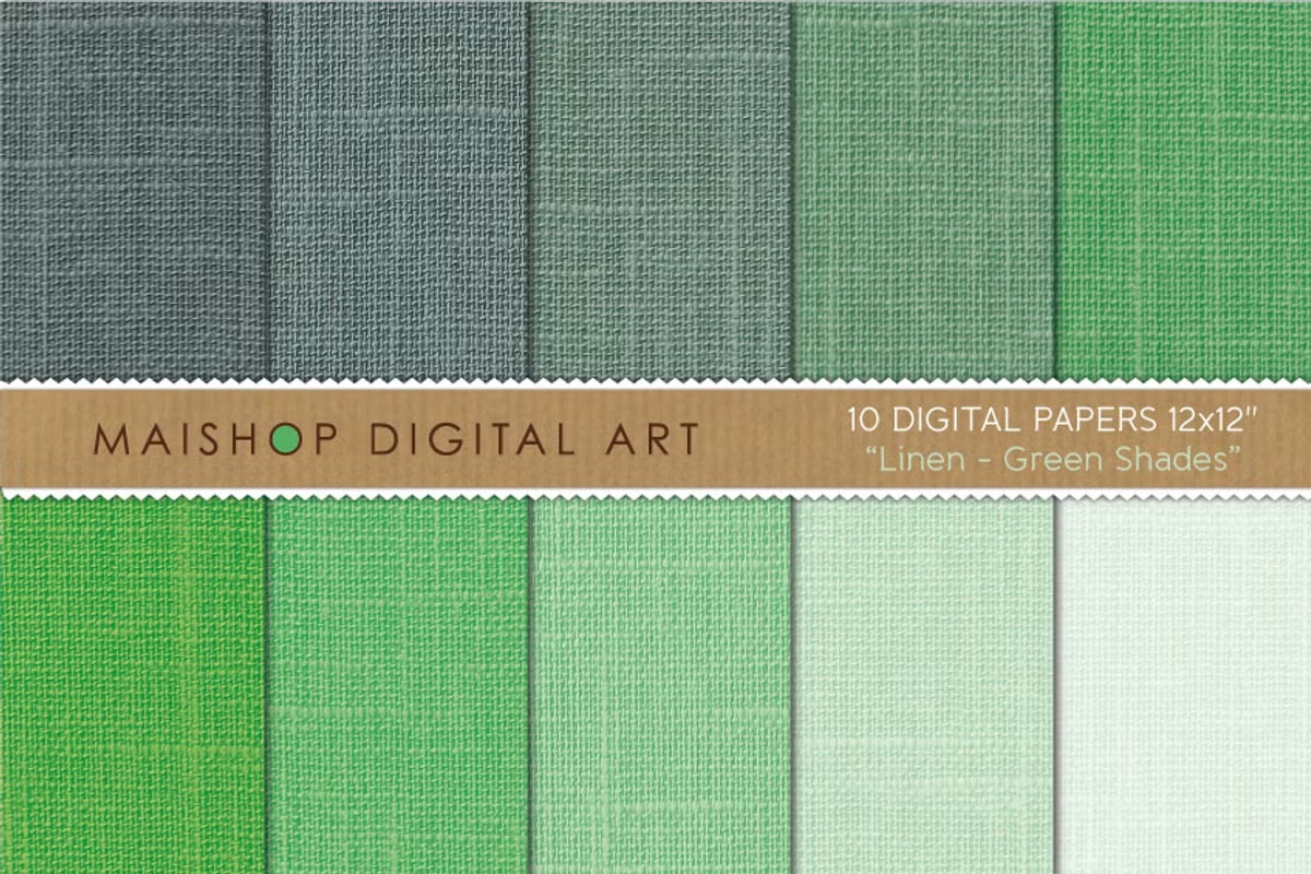 Digital Papers Linen Green Shades