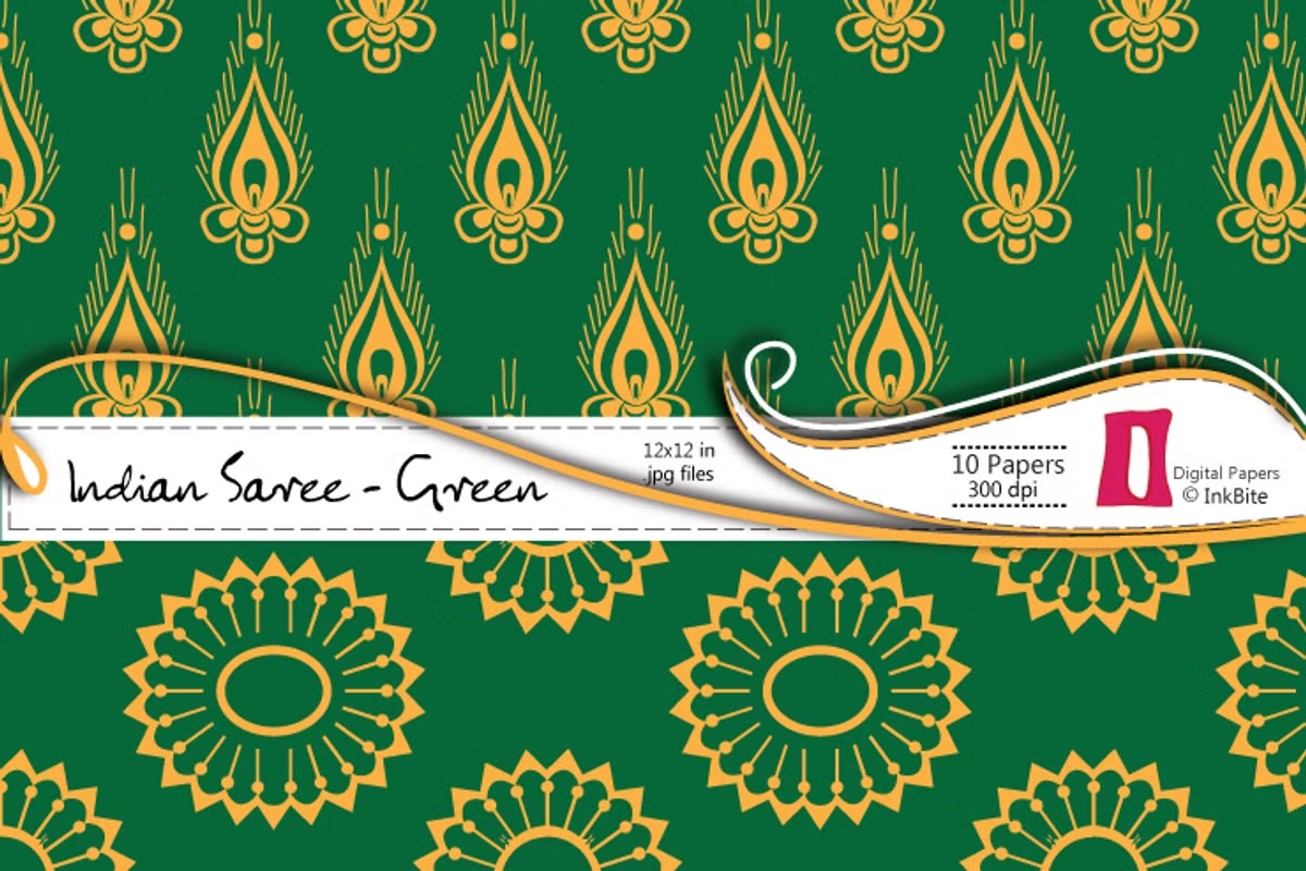 Indian Saree Green Paper Pack 3 Indian Saree Green Paper Pack