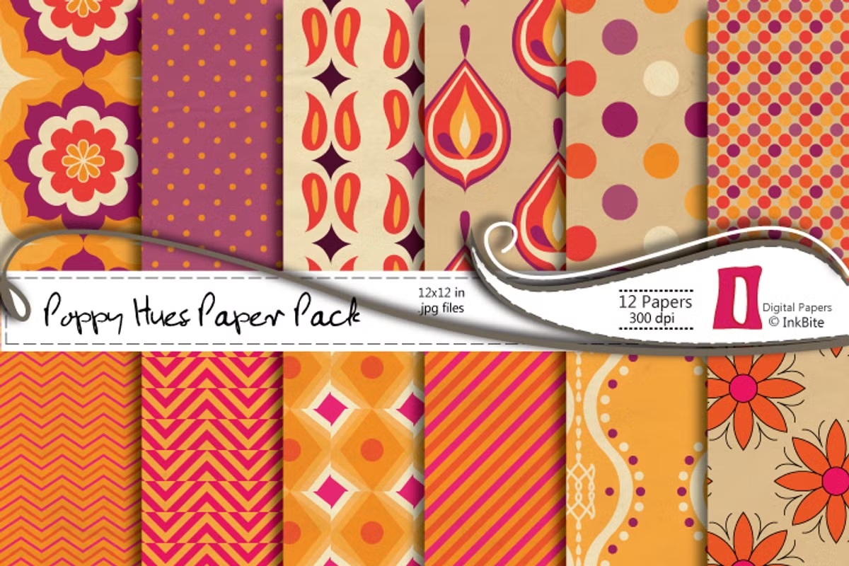 Poppy Hues Digital Paper Pack