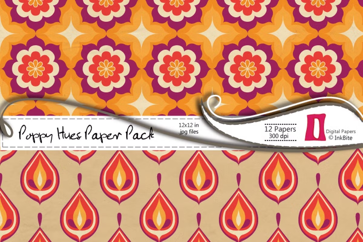Poppy Hues Digital Paper Pack 3 Poppy Hues Digital Paper Pack