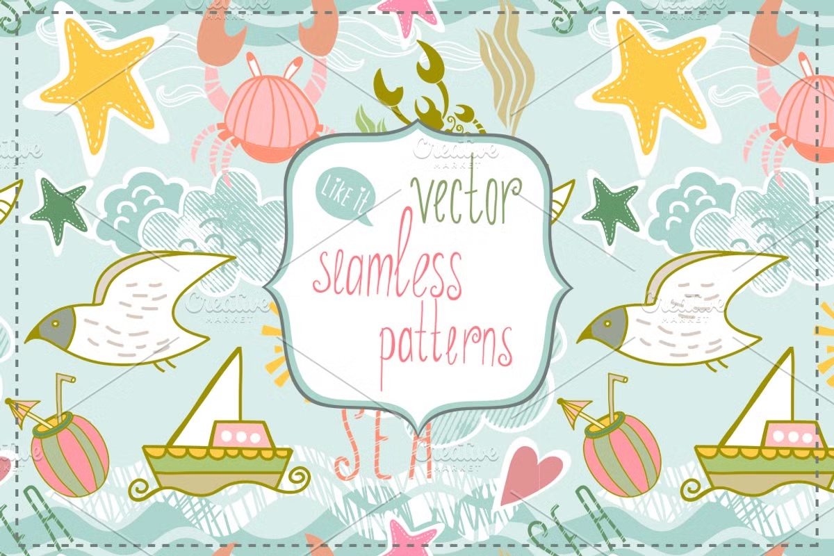 Sea vector set. 3 Sea vector set.