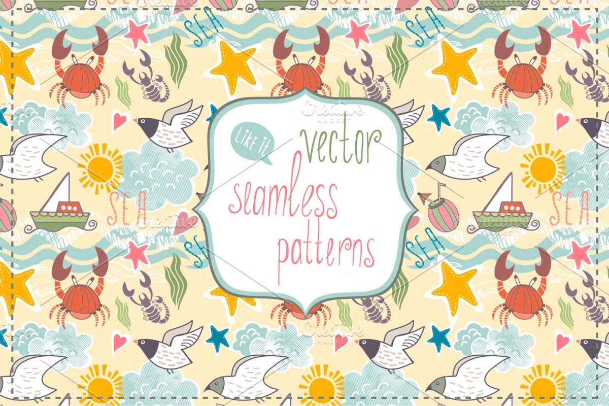 Sea vector set. 4 Sea vector set.