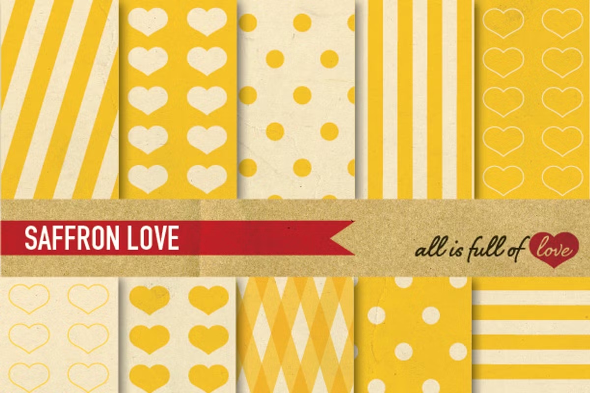Saffron Yellow Printable Retro Paper