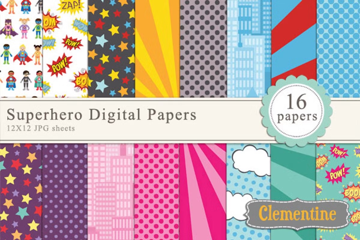 Superhero Digital Papers