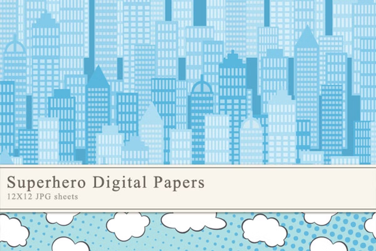 Superhero Digital Papers 3 Superhero Digital Papers