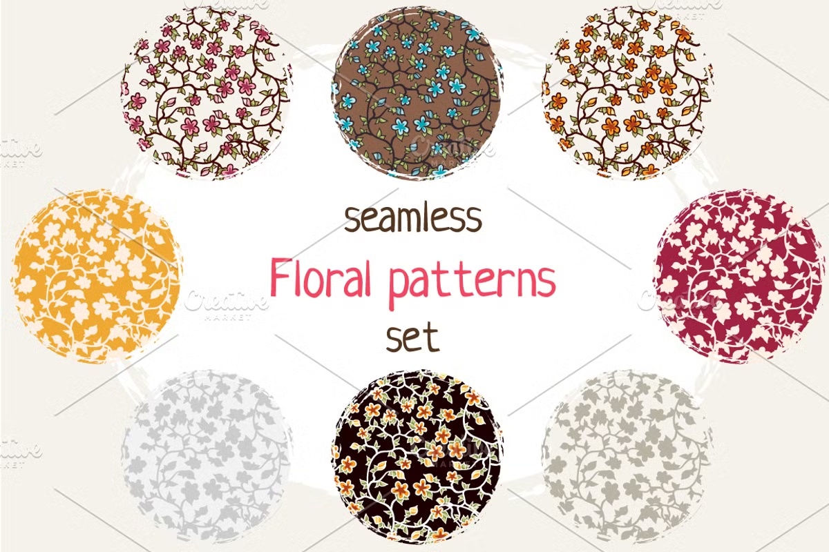 Floral seamless patterns set